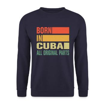 Né à Cuba - Sweat-shirt Unisexe - marine - Devant - Alina (178cm) & Michal (187cm)