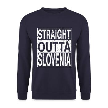 Slowenien Straight outta Slowenien - Unisex Pullover - Navy - Vorne - Alina (178cm) & Michal (187cm)