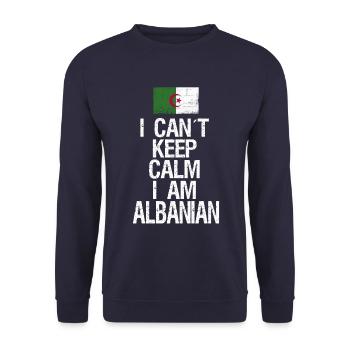 I can not Keep Calm I am Albanian - Unisex Sweatshirt - navy - Front - Alina (178cm) & Michal (187cm)