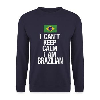 Je ne peux pas rester calme Je suis brésilien - Sweat-shirt Unisexe - marine - Devant - Alina (178cm) & Michal (187cm)