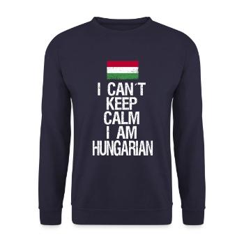 I can not Keep Calm I am Hungarian - Unisex Sweatshirt - navy - Front - Alina (178cm) & Michal (187cm)