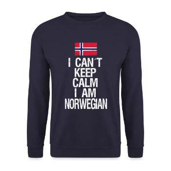 I can not Keep Calm I am Norwegian - Unisex Sweatshirt - navy - Front - Alina (178cm) & Michal (187cm)