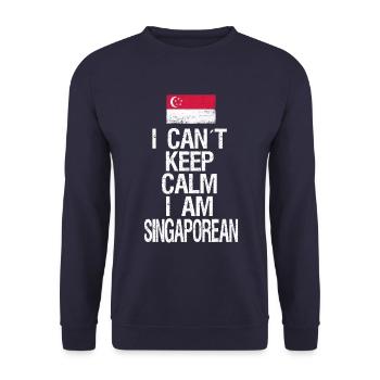 I can not Keep Calm I am Singaporean - Unisex Sweatshirt - navy - Front - Alina (178cm) & Michal (187cm)