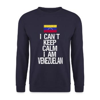 I can not Keep Calm I am Venezolaner - Unisex Pullover - Navy - Vorne - Alina (178cm) & Michal (187cm)