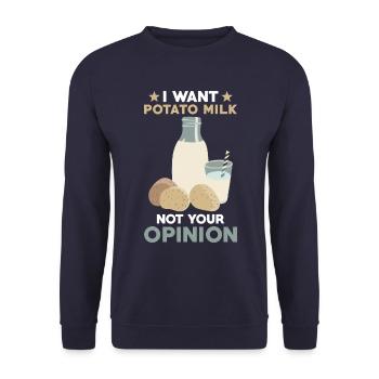 Kartoffel Milch Spruch Vegane Milch - Unisex Pullover - Navy - Vorne - Alina (178cm) & Michal (187cm)