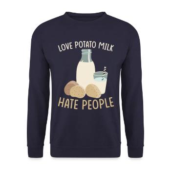 Potato milk saying - Unisex Sweatshirt - navy - Front - Alina (178cm) & Michal (187cm)