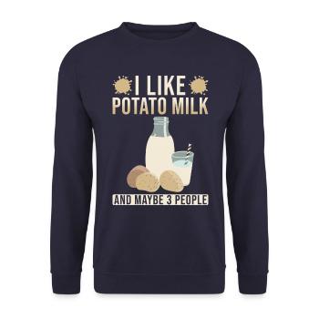 Potato milk saying - Unisex Sweatshirt - navy - Front - Alina (178cm) & Michal (187cm)