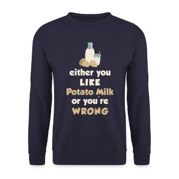 Potato milk saying - Unisex Sweatshirt - navy - Front - Alina (178cm) & Michal (187cm)