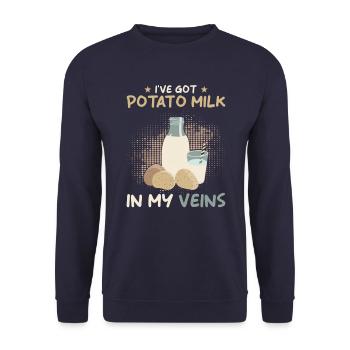 Potato milk saying - Unisex Sweatshirt - navy - Front - Alina (178cm) & Michal (187cm)