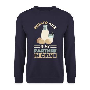 Potato milk saying - Unisex Sweatshirt - navy - Front - Alina (178cm) & Michal (187cm)