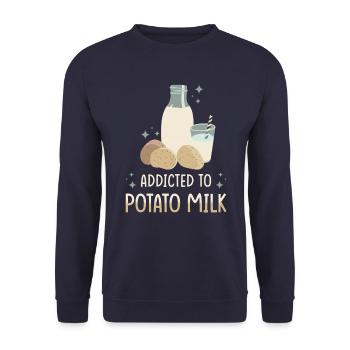 Potato milk saying - Unisex Sweatshirt - navy - Front - Alina (178cm) & Michal (187cm)