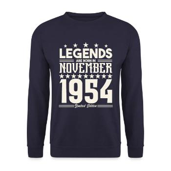 Legends Are Born In November 1954.Gift anniversary - Unisex Sweatshirt - navy - Front - Alina (178cm) & Michal (187cm)