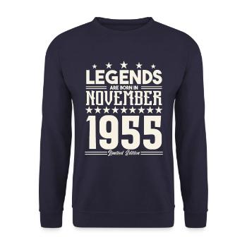 Legends Are Born In November 1955.Gift anniversary - Unisex Sweatshirt - navy - Front - Alina (178cm) & Michal (187cm)