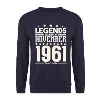 Legends Are Born In November 1961.Gift anniversary - Unisex Sweatshirt - navy - Front - Alina (178cm) & Michal (187cm)