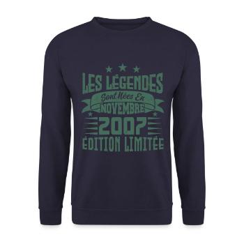 les légendes sont nées en novembre 2007, Cadeau. - Sweat-shirt Unisexe - marine - Devant - Alina (178cm) & Michal (187cm)