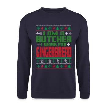Dicton de Noël de boucher - Sweat-shirt Unisexe - marine - Devant - Alina (178cm) & Michal (187cm)