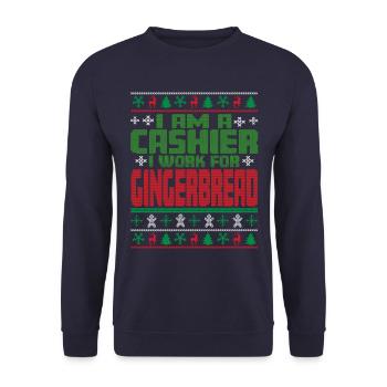 Cashier Christmas Quote - Unisex Sweatshirt - navy - Front - Alina (178cm) & Michal (187cm)
