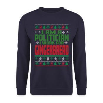 Politician Christmas Saying - Unisex Sweatshirt - navy - Front - Alina (178cm) & Michal (187cm)