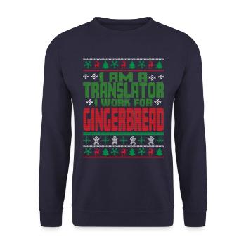 Translator Christmas Saying - Unisex Sweatshirt - navy - Front - Alina (178cm) & Michal (187cm)