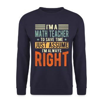 Mathematics teacher - Unisex Sweatshirt - navy - Front - Alina (178cm) & Michal (187cm)
