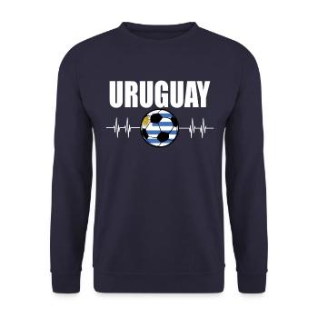 Uruguay Football - Unisex Sweatshirt - navy - Front - Alina (178cm) & Michal (187cm)