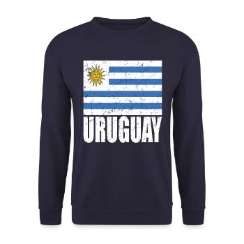 Uruguay Flag - Unisex Sweatshirt - navy - Front - Alina (178cm) & Michal (187cm)