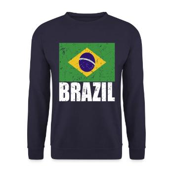 Brazil Flag - Unisex Sweatshirt - navy - Front - Alina (178cm) & Michal (187cm)