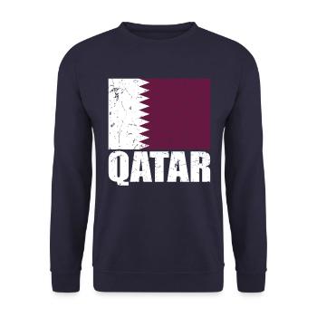Qatar Flag - Unisex Sweatshirt - navy - Front - Alina (178cm) & Michal (187cm)