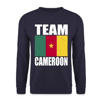 Team Kamerun Fußball - Unisex Pullover - Navy - Vorne - Alina (178cm) & Michal (187cm)