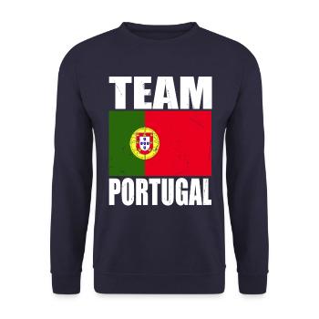 Team Portugal Fußball - Unisex Pullover - Navy - Vorne - Alina (178cm) & Michal (187cm)
