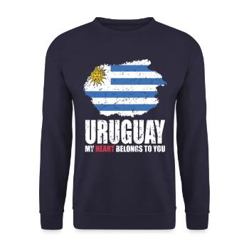 Uruguay Flag - Unisex Sweatshirt - navy - Front - Alina (178cm) & Michal (187cm)