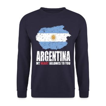 ARGENTINA flag - Unisex Sweatshirt - navy - Front - Alina (178cm) & Michal (187cm)