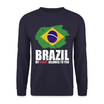 Brazil Flag - Unisex Sweatshirt - navy - Front - Alina (178cm) & Michal (187cm)