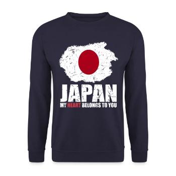 Japan Flag - Unisex Sweatshirt - navy - Front - Alina (178cm) & Michal (187cm)