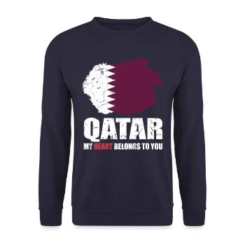 Katar Fahne - Unisex Pullover - Navy - Vorne - Alina (178cm) & Michal (187cm)