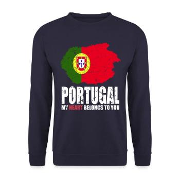 Portugal Flag - Unisex Sweatshirt - navy - Front - Alina (178cm) & Michal (187cm)