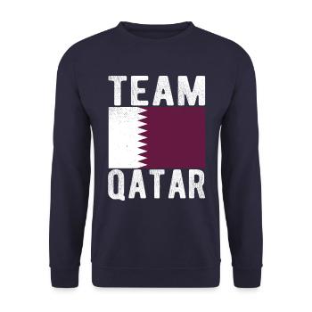 Katar Fahne - Unisex Pullover - Navy - Vorne - Alina (178cm) & Michal (187cm)