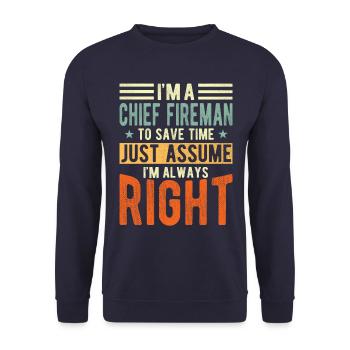 Chef des pompiers - Sweat-shirt Unisexe - marine - Devant - Alina (178cm) & Michal (187cm)
