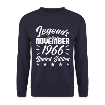 Legends are born in NOVEMBER 1966 anniversary gift - Unisex Sweatshirt - navy - Front - Alina (178cm) & Michal (187cm)