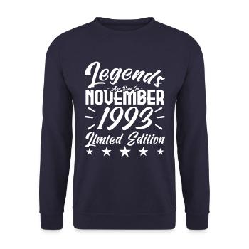 Legends are born in NOVEMBER 1993 anniversary gift - Sweat-shirt Unisexe - marine - Devant - Alina (178cm) & Michal (187cm)