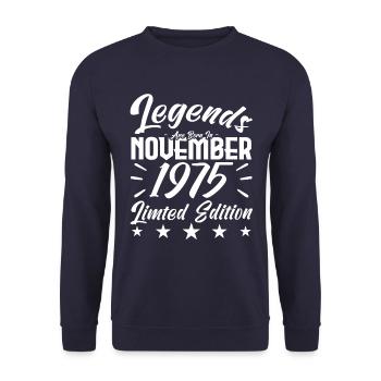 Legenden werden im November 1975 Jubiläumsgeschenk geboren - Unisex Pullover - Navy - Vorne - Alina (178cm) & Michal (187cm)