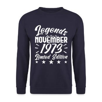 Legends are born in NOVEMBER 1973 anniversary gift - Sweat-shirt Unisexe - marine - Devant - Alina (178cm) & Michal (187cm)