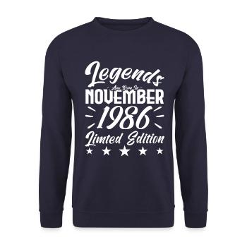 Legends are born in NOVEMBER 1986 anniversary gift - Sweat-shirt Unisexe - marine - Devant - Alina (178cm) & Michal (187cm)