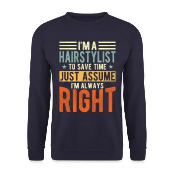 Friseur - Unisex Pullover - Navy - Vorne - Alina (178cm) & Michal (187cm)