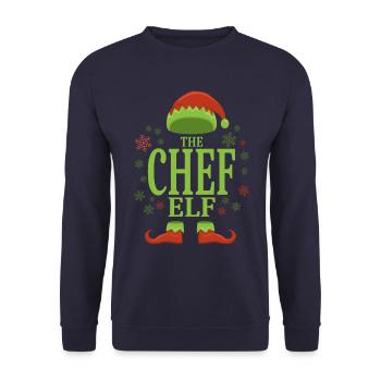 Chefkoch Weihnachtself - Unisex Pullover - Navy - Vorne - Alina (178cm) & Michal (187cm)