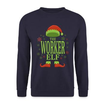 Arbeiter Weihnachtself - Unisex Pullover - Navy - Vorne - Alina (178cm) & Michal (187cm)