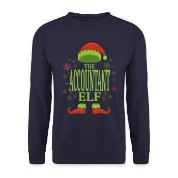 Buchhalter Weihnachtself - Unisex Pullover - Navy - Vorne - Alina (178cm) & Michal (187cm)