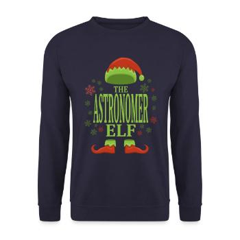 Astronom Weihnachtself - Unisex Pullover - Navy - Vorne - Alina (178cm) & Michal (187cm)
