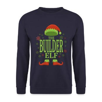 Bauarbeiter Weihnachtself - Unisex Pullover - Navy - Vorne - Alina (178cm) & Michal (187cm)