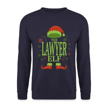 Anwalt Weihnachtself - Unisex Pullover - Navy - Vorne - Alina (178cm) & Michal (187cm)